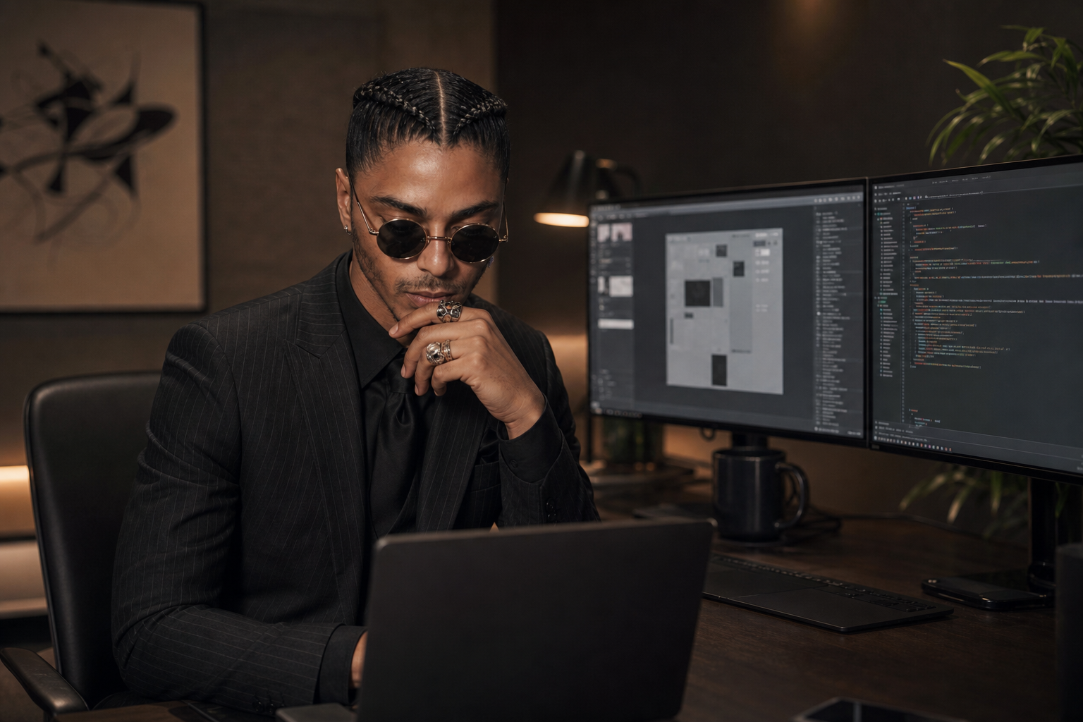 L Marshall at tech work